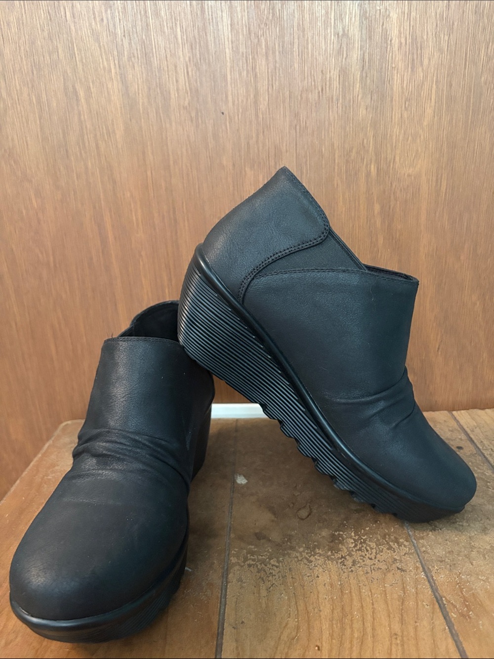 Skechers Black Slip-On Wedge Shoes